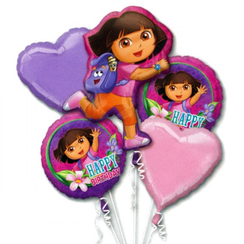 Dora the Explorer Birthday Mylar Balloon Bouquet Inflated with Helium ...