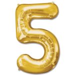 Number 5 Gold Jumbo Foil Balloon from Balloons Shop NYC