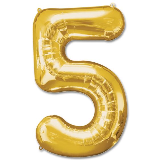 Number 5 Gold Jumbo Foil Balloon from Balloons Shop NYC