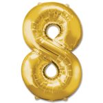 Number 8 Gold Jumbo Foil Balloon from Balloons Shop NYC