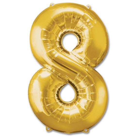Number 8 Gold Jumbo Foil Balloon from Balloons Shop NYC