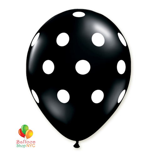 Polka Dots on Black Set of 12 11 Latex Balloons party decoration
