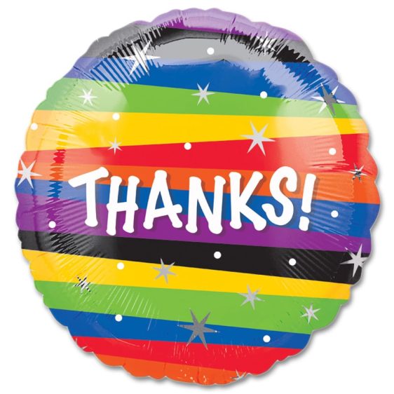 Thanks Stripes Mylar Party Balloon from Balloons Shop NYC
