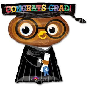 Congats Grad Owl 26 inch Mylar Party Balloon from Balloons Shop NYC