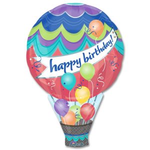 Happy Birthday Hot Air Balloon Mylar Balloon 34 Inch from Balloon Shop NYC