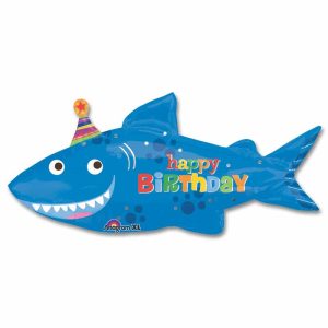 Happy Shark Birthday Mylar Balloon 39 Inch from Balloon Shop NYC