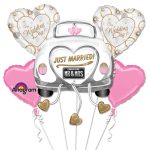 Just Married Mylar Party Balloon Bouquet Inflated Delivery from Balloons Shop NYC
