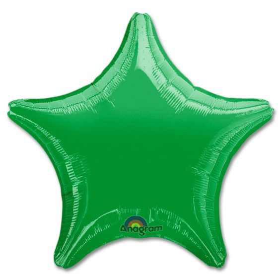 Metallic Green Star Solid Color Foil Party Balloon 19 inch from Balloon Shop NYC