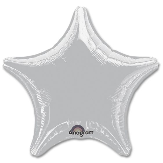 Metallic Silver Star Solid Color Foil Party Balloon 19 inch from Balloon Shop NYC