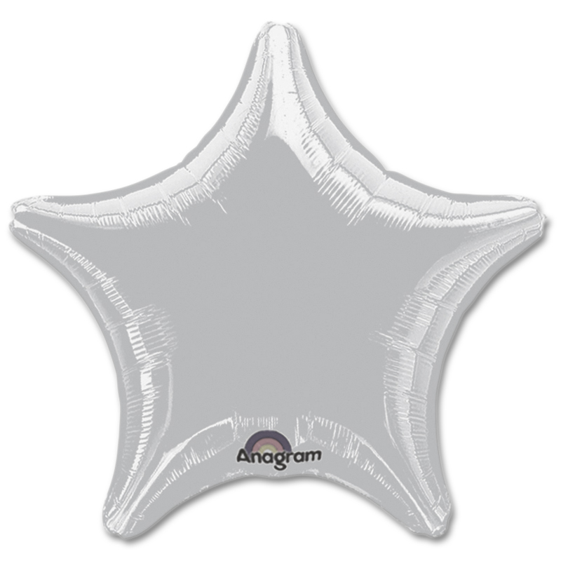 Metallic Silver Solid Color Star Foil Party Balloon 19 Inch Inflated ...