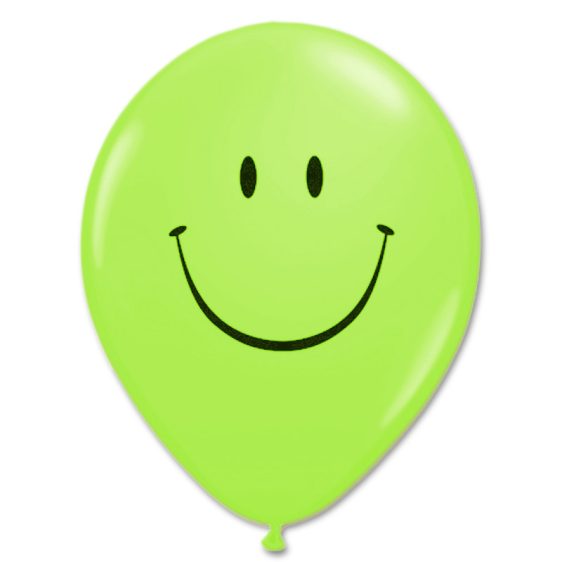 Smile Face Lime Green Latex 12 inch Party Balloon from Balloon Shop NYC