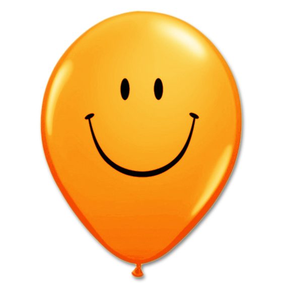 Smile Face Orange Latex 12 inch Party Balloon from Balloon Shop NYC