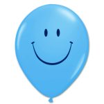 Smile Face Robins Egg Blue Latex 12 inch Party Balloon from Balloon Shop NYC