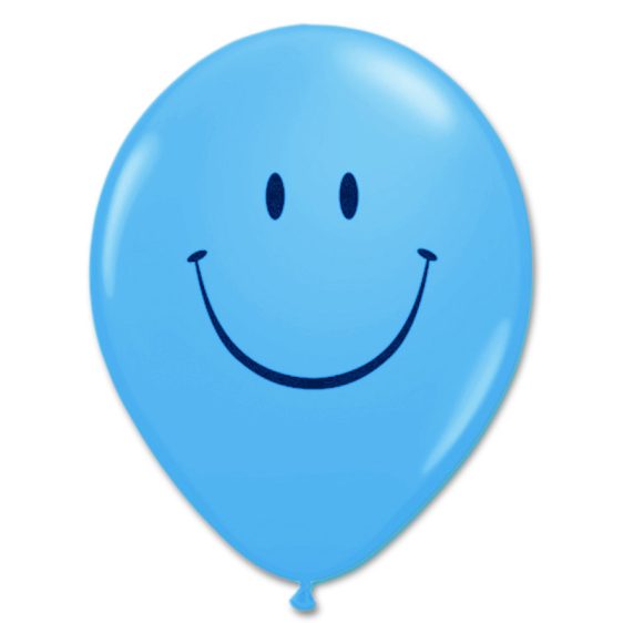 Smile Face Robins Egg Blue Latex 12 inch Party Balloon from Balloon Shop NYC