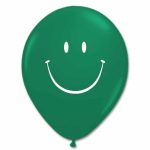 Smile Face Emerald Green Latex 12 inch Party Balloon from Balloon Shop NYC