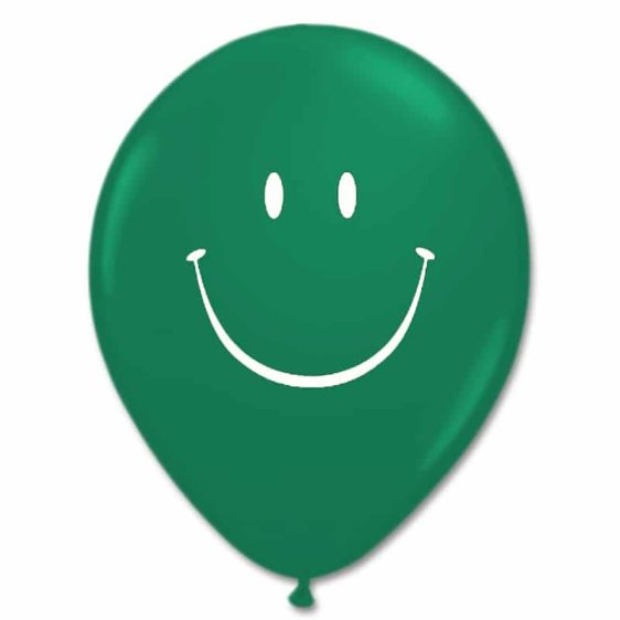 Smile Face Emerald Green Latex 12 inch Party Balloon from Balloon Shop NYC
