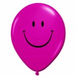Smile Face Jewel Magenta Latex 12 inch Party Balloon from Balloon Shop NYC