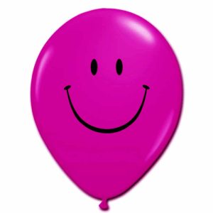 Smile Face Jewel Magenta Latex 12 inch Party Balloon from Balloon Shop NYC