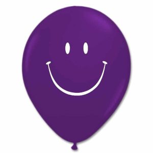 Smile Face Quartz Purple Latex 12 inch Party Balloon from Balloon Shop NYC