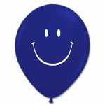 Smile Face Sapphire Blue Latex 12 inch Party Balloon from Balloon Shop NYC