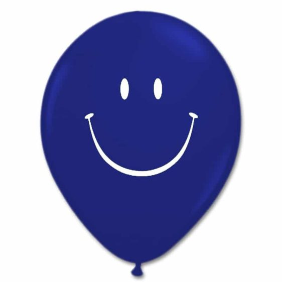 Smile Face Sapphire Blue Latex 12 inch Party Balloon from Balloon Shop NYC