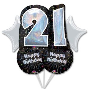 21st Birthday Mylar Balloon Bouquet Inflated with Helium high-quality cheap balloons nyc delivery