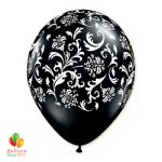 Black White Damask Print Latex Party Balloon 12 inch delivered Balloons Shop NYC