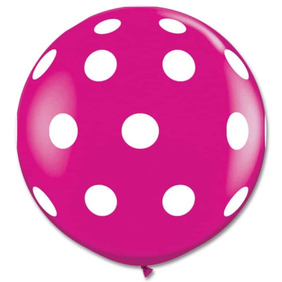 Latex Party Balloon 36 Inch Round Wild Berry Polka Dots from Balloons Shop NYC