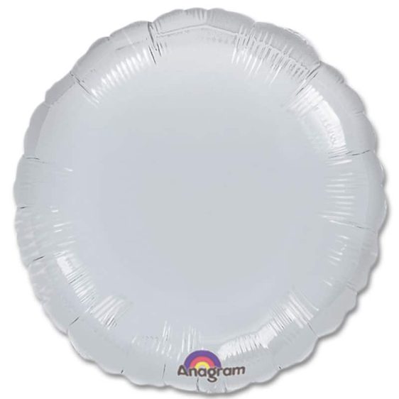 Metallic Silver Circle 18 Mylar Party Balloon from Balloons Shop NYC