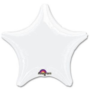 Opaque White Star Solid Color Foil Party Balloon 19 inch from Balloon Shop NYC