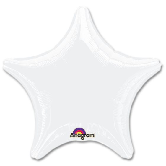 Opaque White Star Solid Color Foil Party Balloon 19 inch from Balloon Shop NYC