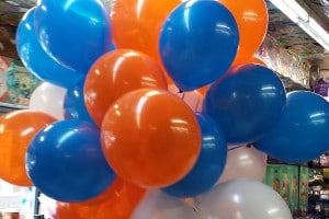 Orange Blue and White Balloons Bouquet