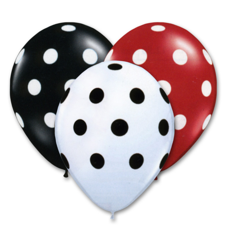 12" RED & BLACK POLKA DOT Latex Balloons Wedding Birthday Party decor Balloons