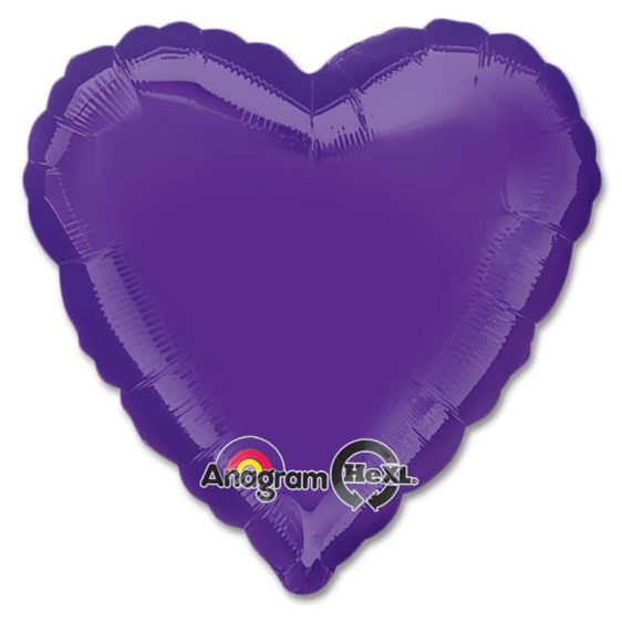 Quartz Purple Heart Shape 18 Inch Mylar Party Balloon from Balloons Shop NYC