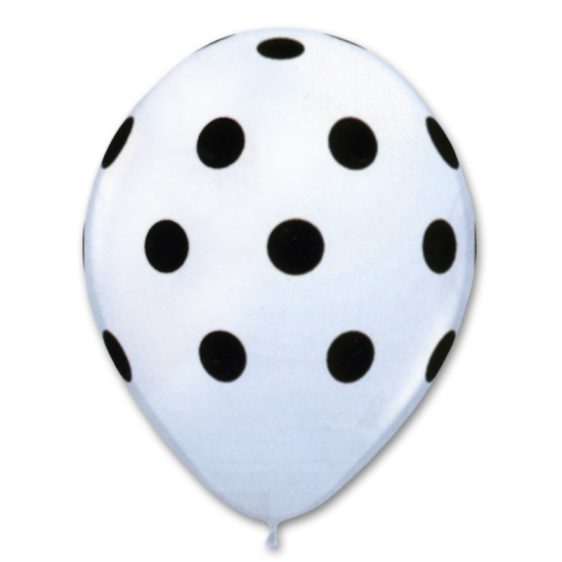 White Clear Latex Party Balloons Polka Dot 12 inch from Balloon Shop NYC