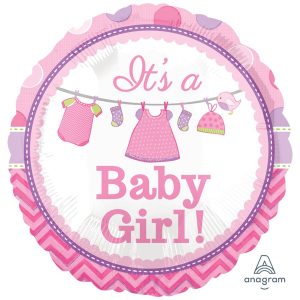 It's a Girl Clothes Mylar Party Balloon 18 Inch Inflated