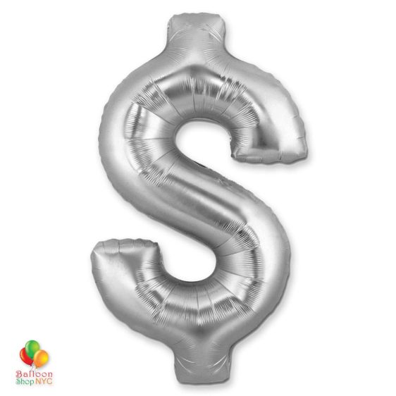 Jumbo-FoiJumbo Foil Silver 40 inch Dollar Sign Balloon