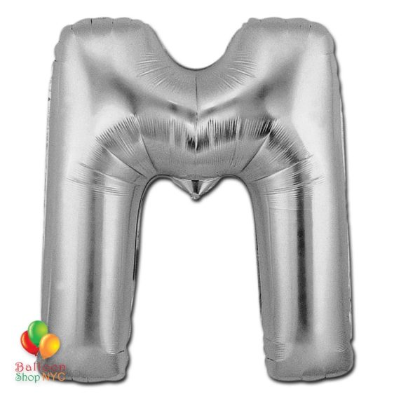 Jumbo-FoiJumbo Foil Silver 40 inch Letter M Balloon