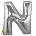 Jumbo-FoiJumbo Foil Silver 40 inch Letter N Balloon
