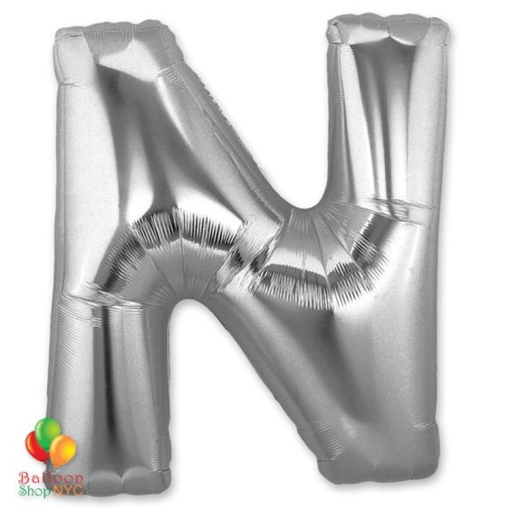 Jumbo-FoiJumbo Foil Silver 40 inch Letter N Balloon