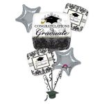 Black and White Graduation Balloons Bouquet Delivery from Balloon Shop NYC
