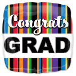 Congrats Grad Striped Square Balloon from Balloons Shop NYC 19710-02