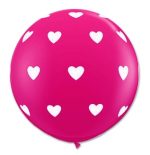 Round Jumbo Pink latex Balloons with Hearts from Balloon Shop NYC