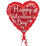 Valentines Day Mylar Balloon Fancy Swirls Heart 28 Inch delivery from Balloon Shop NYC