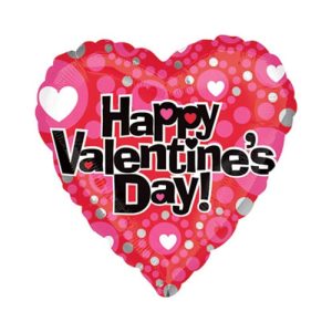 Valentines Day Mylar Balloon Heart Dot Pattern 18 inch delivery from Balloon Shop NYC