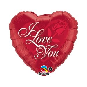 Valentines Day Mylar Balloon Heart I Love You Red Rose 18 inch delivery from Balloon Shop NYC