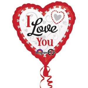 Valentines Day Mylar Balloon I Love You Silver Hearts 28 Inch delivery from Balloon Shop NYC