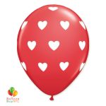 Red White Hearts Latex Balloon 11 inch Inflated delivery Balloon Shop NYC