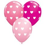 Valentines Day Mylar Balloon White Hearts on Pink 11 Inch delivery from Balloon Shop NYC