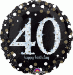 Sparkling Birthday 40 Holographic 18 Inch Mylar Balloon Inflated